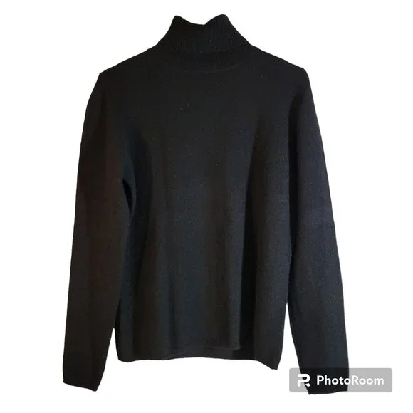 Valerie Stevens 100% Cashmere Turtleneck Sweater Womens Small Black - Picture 1 of 5